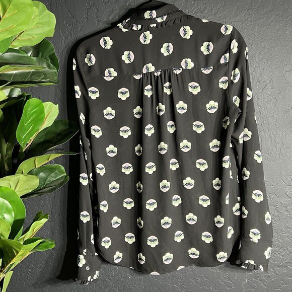 Aritzia Sunday Best Womens Size Small Black Floral Print Long Sleeve Button Down - Picture 15 of 15